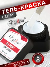 Nailiss, Гель-краска, цвет белый, 5 мл