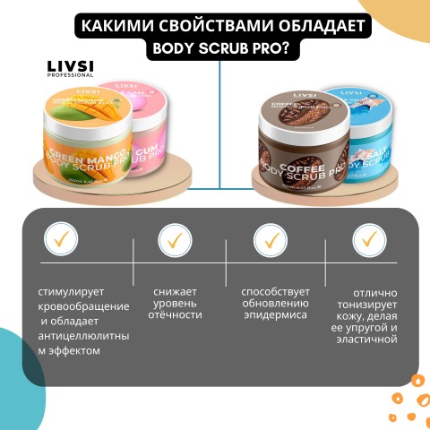 Livsi GREE MANGO BODY SCRUB PRO, 150 мл