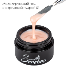 Serebro, Моделирующий гель с акриловой пудрой №01, 15 мл