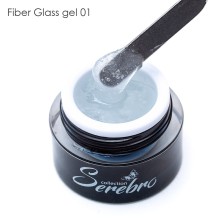 Fiber glass гель со стекловолокном "Serebro collection" №01 (прозрачный), 8 мл