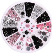 Стразы в карусели голография (черный, розовый, серебро), 1,5-4 мм
