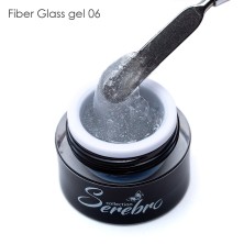 Fiber glass гель со стекловолокном "Serebro collection" №06 (прозрачный с серебристым шиммером),8 мл