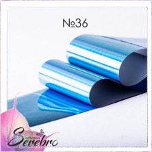 Serebro, Фольга фирменная для дизайна ногтей №36, цвет голубой глянц, 50 см