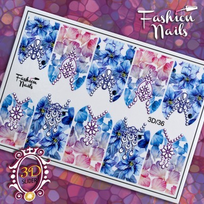 Слайдер-дизайн Fashion Nails, цветной 3D (36)