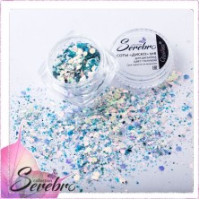 Serebro, Дизайн для ногтей "Соты Диско" №08, цвет голубой