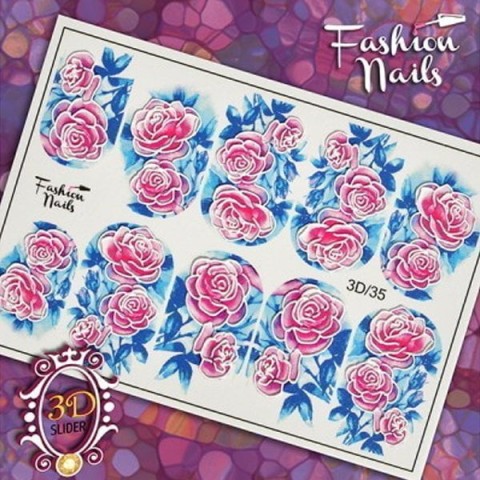 Слайдер-дизайн Fashion Nails, фольгированный + 3D (35)