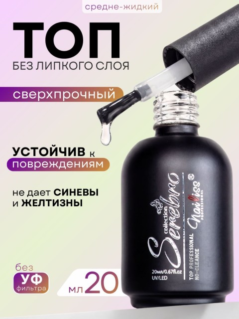 Serebro, Сверхпрочный топ без липкого слоя, 20 мл