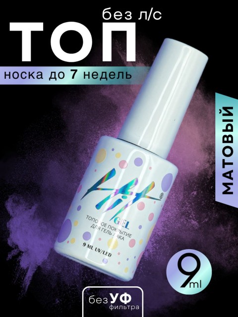 HIT gel, Матовый топ без липкого слоя, 9 мл